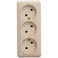 Розетка 3-м О/У ЭТЮД 16А IP20 250В без заземл. без защ. шторок сосна Systeme Electric PA16-009D (1/11/88)