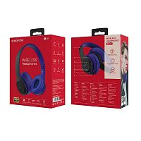 Наушники полноразмерные Borofone BO4, Charming rhyme, bluetooth, microSD, AUX, цвет: синий (1/12/36) (6931474709905)