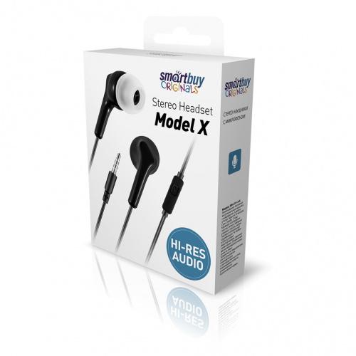 Внутриканальная гарнитура Smartbuy Model X, пульт управления, микрофон, черная (SBH-011-X-K) (1/50) Внутриканальная гарнитура Smartbuy Model X, пульт управления, микрофон, черная (SBH-011-X-K) (1/50)