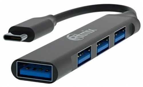 Концентратор-USB (хаб) RITMIX CR-4401 Metal,TypeC на USB3.0;1xUSB3.0+3xUSB 2.0 ,каб.9.5см,корп из алюм.сплав (1/200) (80001491)