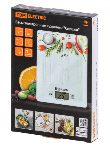Весы электронные кухонные "Специи", стекло, деление 1 г, макс. 5 кг, TDM (1/20) (SQ4025-0001) фото 2