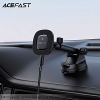 Держатель автомобильный ACEFAST D47, для смартфона, беспроводная зарядка, 15W, пластик, торпедо, цвет: чёрный (1/96) (6974316284116)