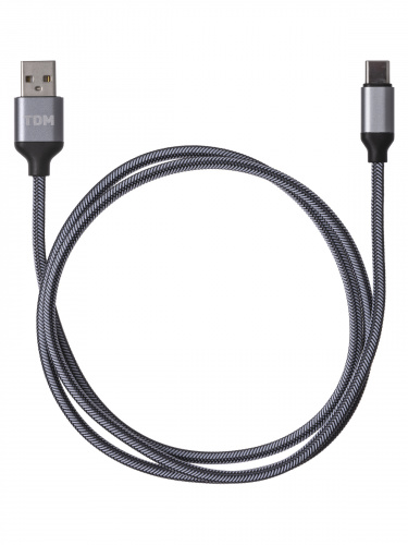 Дата-кабель TDM ДК 11, USB - USB Type-C, 1 м, тканевая оплетка, серый, (1/200) (SQ1810-0311) фото 4 Дата-кабель TDM ДК 11, USB - USB Type-C, 1 м, тканевая оплетка, серый, (1/200) (SQ1810-0311) фото 4