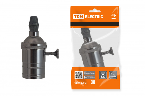 Патрон TDM Е27 подвесной с выключателем, металлический "Лофт", черный (1/1/200) (SQ0335-0067)