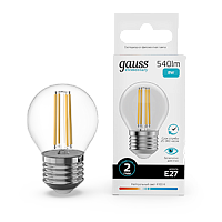 Лампа светодиодная Gauss Filament Elementary Шар 8W 540lm 4100К Е27 1/10/100 (52228)