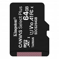 Карта памяти MicroSD  64GB  Kingston Class 10 Canvas Select Plus A1 (100 Mb/s) без адаптера (SDCS2/64GBSP)