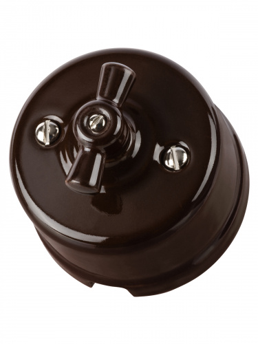 Выключатель фарфоровый поворотный перекрёстный с ручкой (бантик) 10А коричневый «Болонь» TDM (1/72) (SQ1820-0417) фото 6 Выключатель фарфоровый поворотный перекрёстный с ручкой (бантик) 10А коричневый «Болонь» TDM (1/72) (SQ1820-0417) фото 6