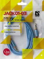 Кабель DEFENDER JACK01-03 Синий JACK M- JACK M, 1,2м (1/50/400) (87512)