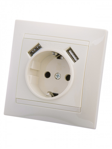 Розетка 2П+З 16А 250В + 2 USB порта 2,1А 5В сл.кость с/у, "Лама" (1/96) TDM (SQ1815-0142) фото 5