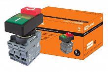 Кнопка двойная MPD13-11G (зеленая/красная-выступающая) (LED) d22мм/220В (I/O)  линза зеленая TDM (SQ0747-0036)