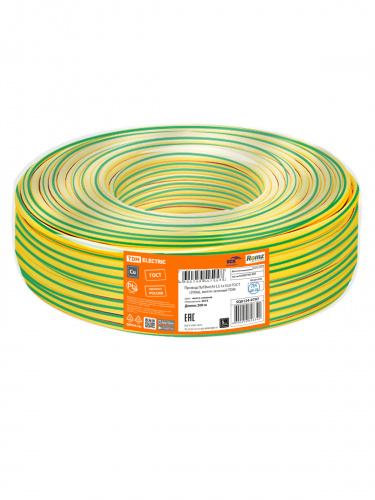 Провод TDM ПуГВнг(А)-LS 1х10,0 ГОСТ (200м), желто-зеленый (1/200/200) (SQ0124-0797) фото 2