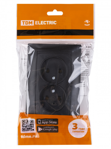 Розетка двойная 2П+З 16А 250В с защ. шт. графит , с/у, "Лама" (6/72) TDM (SQ1815-0613) фото 2 Розетка двойная 2П+З 16А 250В с защ. шт. графит , с/у, "Лама" (6/72) TDM (SQ1815-0613) фото 2