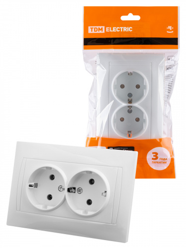 Розетка двойная 2П+З 16А 250В белая , с/у, "Лама" (6/72) TDM (SQ1815-0025) Розетка двойная 2П+З 16А 250В белая , с/у, "Лама" (6/72) TDM (SQ1815-0025)