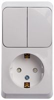 Блок О/У ЭТЮД (1-м розетка с зазем. защ. шторки + 2-кл. выкл.) бел. Systeme Electric BPA16-202B (1/10/80)