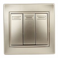 Выключатель INTRO 3 клавиши, 10АХ-250В, скрытой установки, Plano, шампань (1/10/200/2400) (Б0030051)