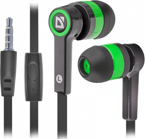 Наушники внутриканальные DEFENDER Pulse-420, вакуумная, регулят. громк., шнур 1.2 м, зеленые (1/80) (63422) фото 2