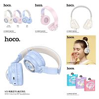 Наушники полноразмерные HOCO W50 Cute, bluetooth 5.3, AUX, 400mAh, цвет: молочный (1/30) (6942007619578)