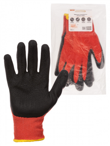 Перчатки полиэфирные "Контакт-Хард", рельефное латексное покрытие, 8, 15 кл., 56-57 г, 1 пара, TDM (1/250) (SQ1016-0319)