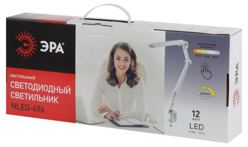 Светильник настольный ЭРА NLED-496-12W-W светодиодный на струбцине белый (1/12) (Б0052766) фото 17