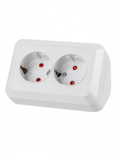 Розетка TDM угловая двойная 2П+З открытой установки с з/ш IP20 250В 16А белая "Ладога" (6/72) (SQ1801-0067) фото 8