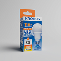 Лампа светодиодная KRONUS A60 груша 11 Вт 220V 3000K E27 тёплый свет (10/100) (KRS-01-0001)