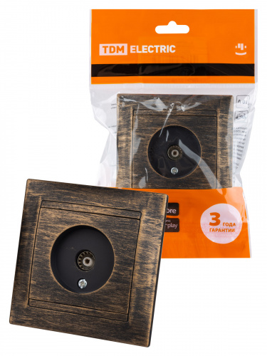 Розетка телевизионная простая (0-2400МГц, "мама") старинная бронза с/у, "Лама" (1/10) TDM (SQ1815-0758)