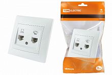 Розетка скрытая установка, телефонная RJ11 + компьютерная RJ45 белая "Лама" TDM (SQ1815-0019)