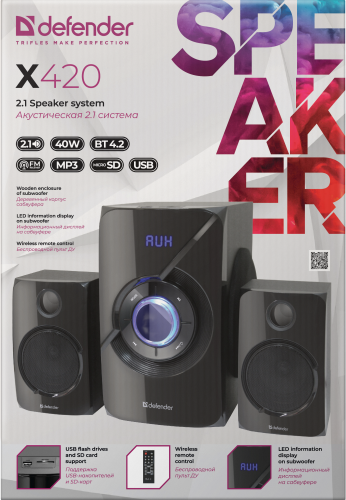 Активная система DEFENDER 2.1 X420, черный, 40 Вт, Bluetooth, FM/MP3/SD/USB (1/4) (65525) фото 10