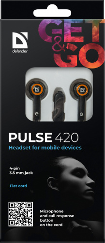 Наушники внутриканальные DEFENDER Pulse-420, вакуумная, регулят. громк., шнур 1.2 м, оранжевая (1/80) (63420) фото 10