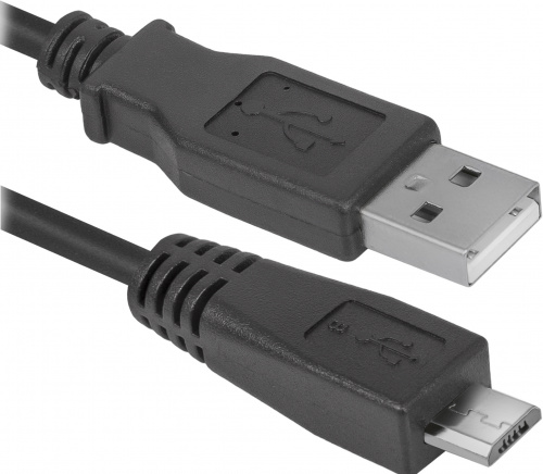 Кабель DEFENDER USB08-06 USB 2.0, AM-MicroBM, 1.8 м. PolyBag, черный (1/50/240) (87459) фото 3