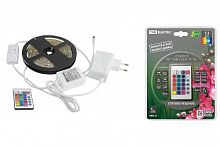 Комплект светодиодной ленты TDM SMD5050-30 LED/м-12 В-7,2 Вт/м-IP20-RGB (3 м), 18 Вт, IR-контроллер (SQ0331-0227)