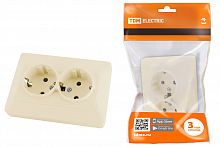 Розетка двойная 2П+З 16А 250В сл. кость "Ильмень" TDM (1/10/100) (SQ1823-0112)