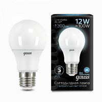 Лампа светодиодная GAUSS A60 12W 1200lm 4100K E27 1/10/50 (102502212)