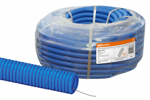 Труба гофрированная ПНД с зондом d 25мм (75 м) легкая синяя (цена за 1м, отгрузка от упаковки) TDM (75/75/75) (SQ0413-0023) Труба гофрированная ПНД с зондом d 25мм (75 м) легкая синяя (цена за 1м, отгрузка от упаковки) TDM (75/75/75) (SQ0413-0023)