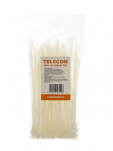 Cтяжка-хомут (нейлон) 4 х 200 мм. (100шт./уп.), белая (цена за упаковку-100 шт!!!) (TIE4.0X200MM-W) фото 3 Cтяжка-хомут (нейлон) 4 х 200 мм. (100шт./уп.), белая (цена за упаковку-100 шт!!!) (TIE4.0X200MM-W) фото 3