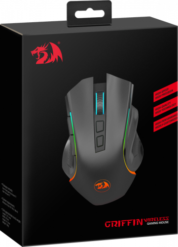 Беспроводная игровая мышь REDRAGON Griffin wireless Оптика, RGB, 4000 DPI, б.п., черный  (1/40) (78069) фото 2