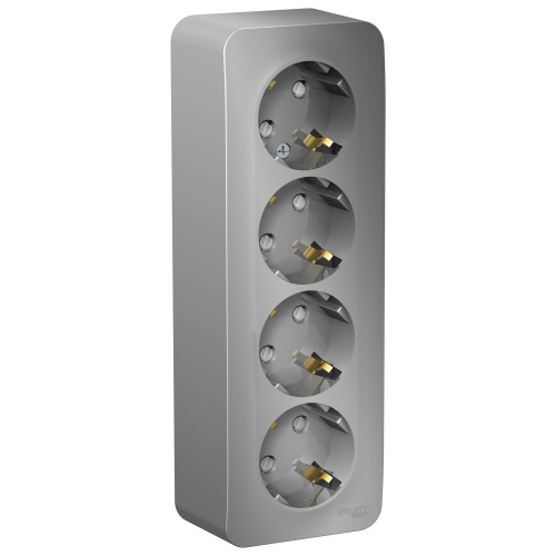 Розетка 4-м О/У BLANCA 16А IP20 250В с заземл. защ. шторки с изолир. пластиной алюм. Systeme Electric BLNRA011413 (1/4/8)