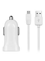 Блок питания автомобильный 1 USB Noname, FZ2mW, 1500mA, кабель микро USB, цвет: белый (4660182059638)