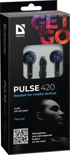 Наушники внутриканальные DEFENDER Pulse-420, вакуумная, регулят. громк., шнур 1.2 м, синяя (1/80) (63423) фото 8
