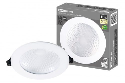 Светильник светодиодный TDM встраиваемый Деко 05, 10 Вт, 3000K, кругл, D170 мм, белый, IP44, (1/20) (SQ0362-0003) Светильник светодиодный TDM встраиваемый Деко 05, 10 Вт, 3000K, кругл, D170 мм, белый, IP44, (1/20) (SQ0362-0003)
