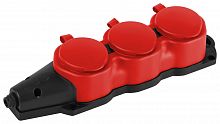 Колодка розеточная ЭРА KX-3e-RED-IP44 с заземлением, каучук, 3 гнезда 16A IP44 красная (1/60) (Б0068393)