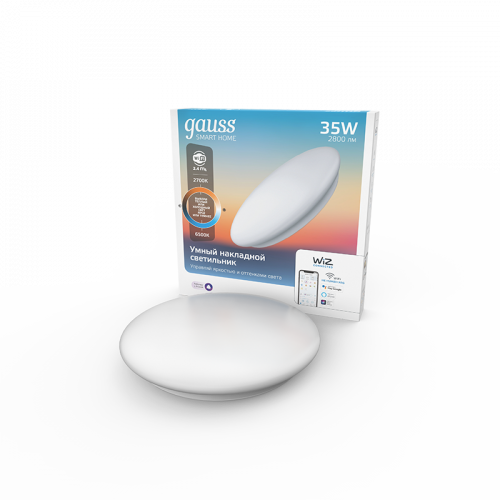 Светильник светодиодный GAUSS SmartHome наст.потол. 35W 2800lm 2700-6500К 198-264V IP20 400*70мм изм.цвет.тем.+ диммер 1/5 (2060112)