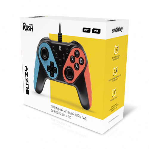 Проводной геймпад Smartbuy Rush Buzzy (SBG-200-K), черный (1/20) фото 2 Проводной геймпад Smartbuy Rush Buzzy (SBG-200-K), черный (1/20) фото 2