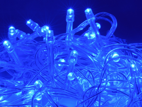 Гирлянда светодиодная ECOLA 220V IP20 Нить 6м 100Led Синяя Blue, 8 режимов, прозр.провод с вилкой (1/30) (N2YB06ELC) фото 3