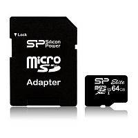 Карта памяти MicroSD  64GB  Silicon Power Class10 Elite UHS-I (R/W 50/15 MB/s) без адаптера (SP064GBSTXBU1V10)