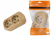 Колодка розеточная 2 гнезда 2П+З 16А 250В "Эко" (сосна) TDM (1/120) (SQ1806-0046)