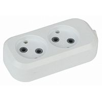 Колодка розеточная ЭРА 2 гнезда 10А/2200Вт без заземления (KX-2) (1/20/600) (Б0028330)