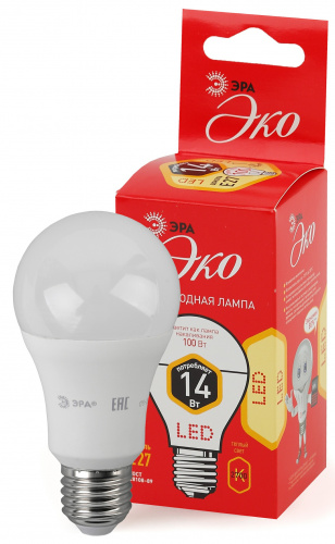 Лампа светодиодная ЭРА RED LINE ECO LED A60-14W-827-E27 Е27 / E27 14Вт груша теплый дневной свет (1/100) (Б0030028) фото 7