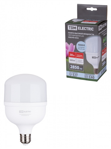 Лампа светодиодная TDM T 30 Вт, 230 В, 4000 К, E27 (100x165 мм) (1/30) (SQ0340-0352)