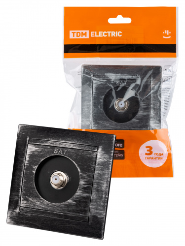 Розетка SAT (F-разъем) 0-2400МГц старинное серебро с/у, "Лама" (1/10) TDM (SQ1815-0662)